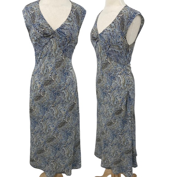 Vintage Dresses & Skirts - Vintage Blue and Cream Paisley Maxi Dress